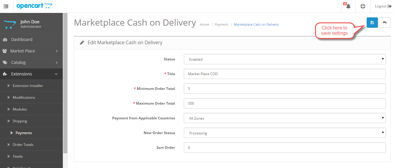 Opencart Marketplace Paypal Adaptive Payment & Cash On Delivery