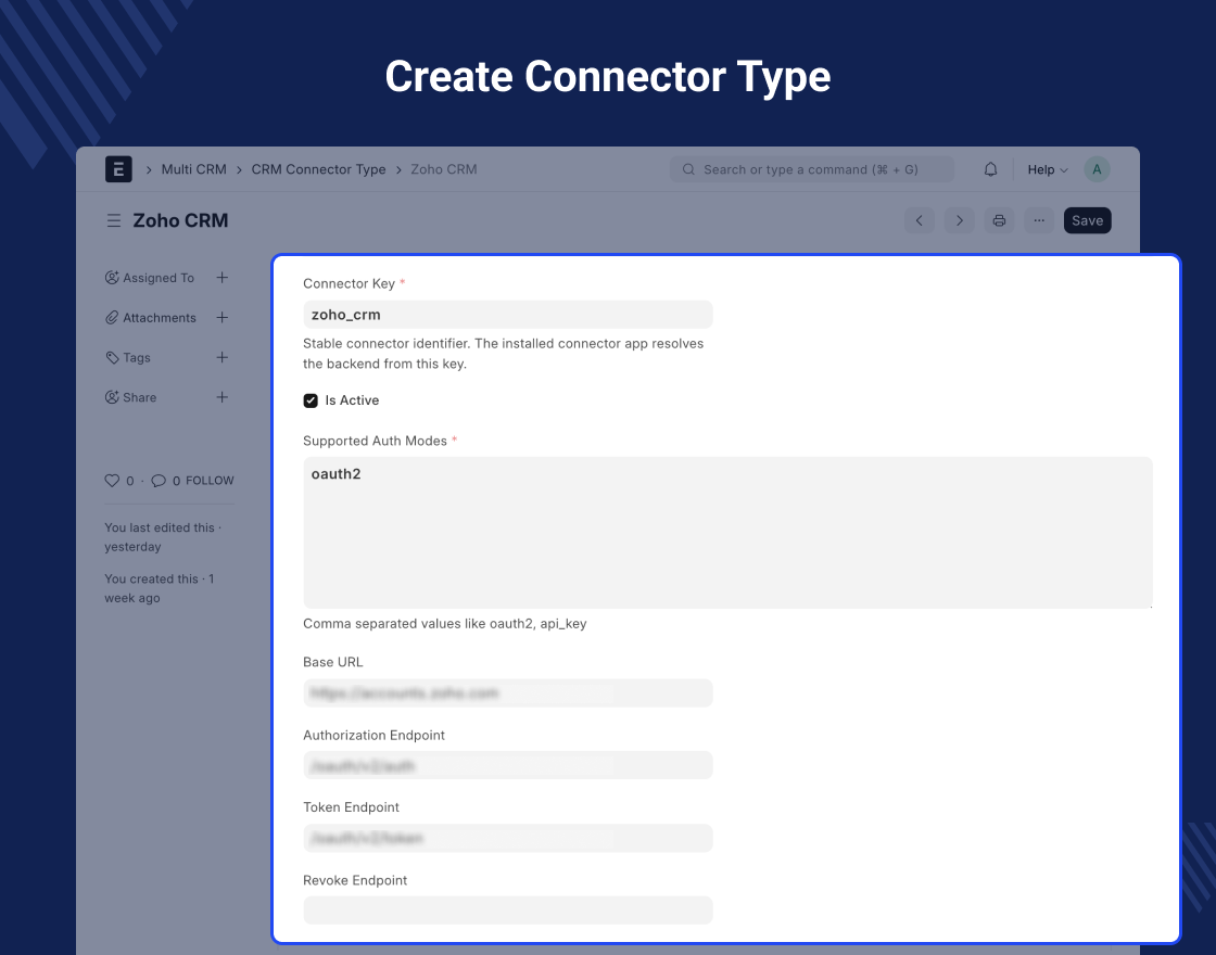 ERPNext Zoho CRM Connector