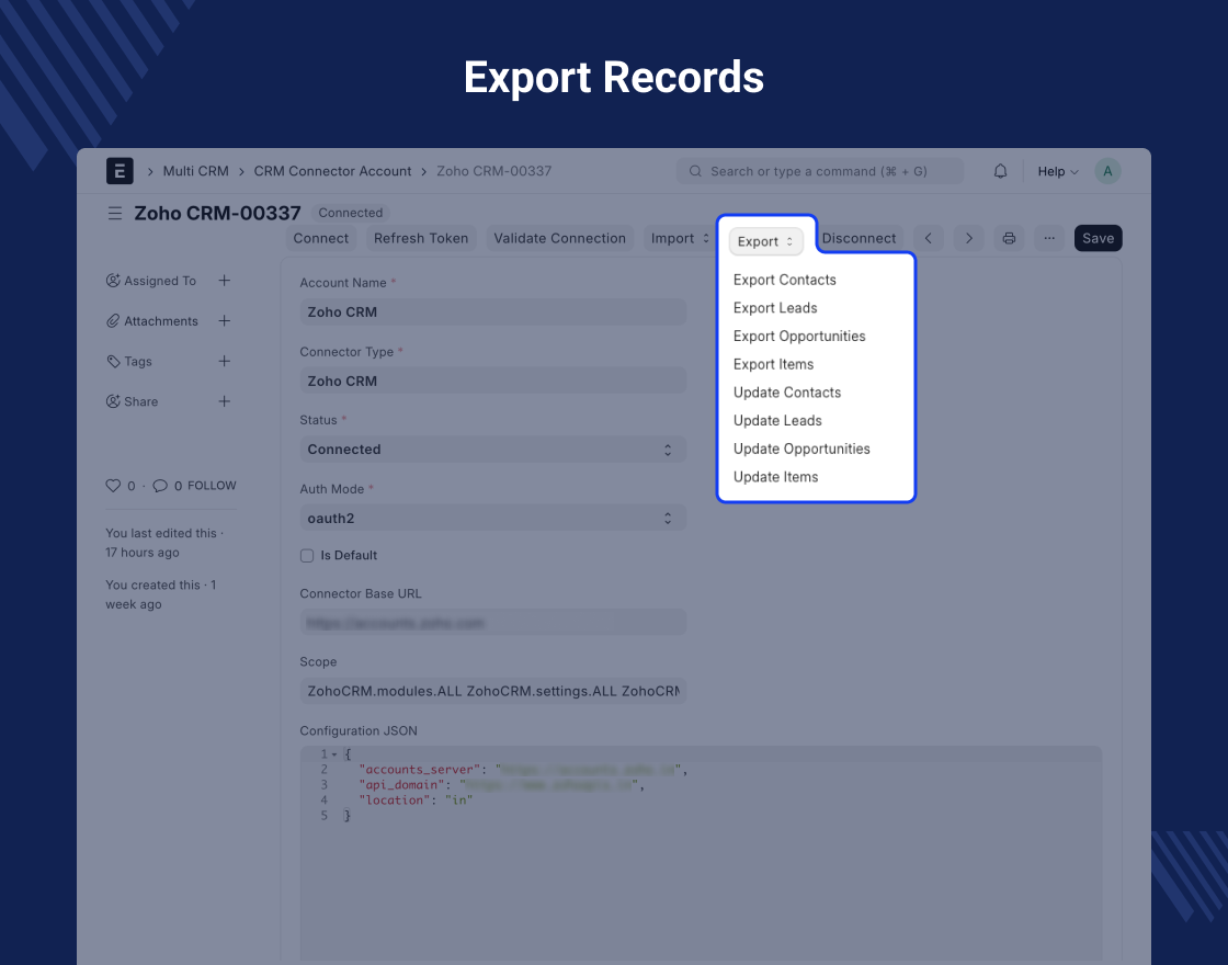 ERPNext Zoho CRM Connector