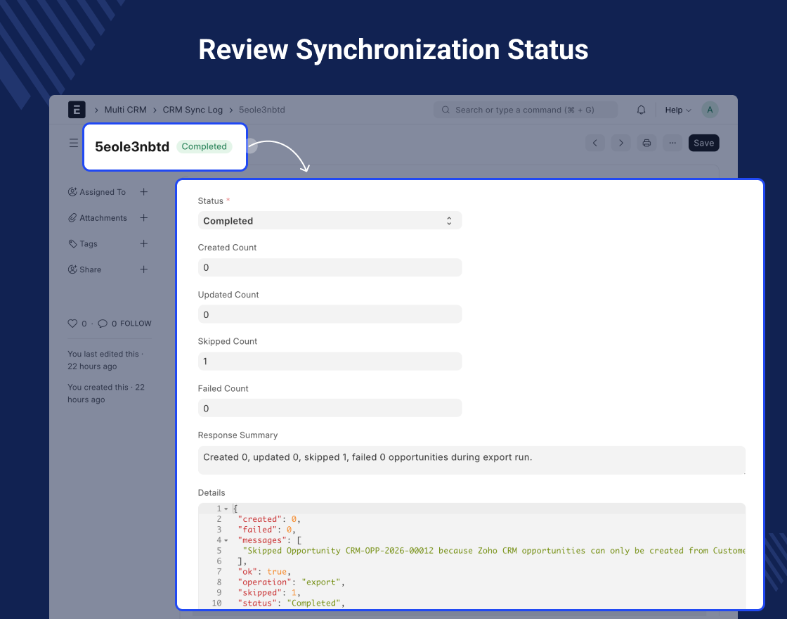 ERPNext Zoho CRM Connector