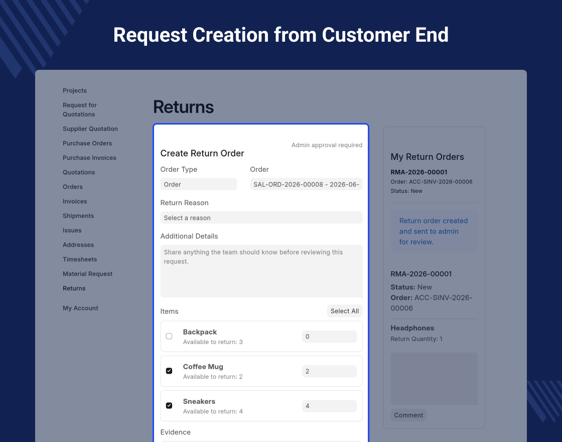 ERPNext Return Merchandise Authorization (RMA)