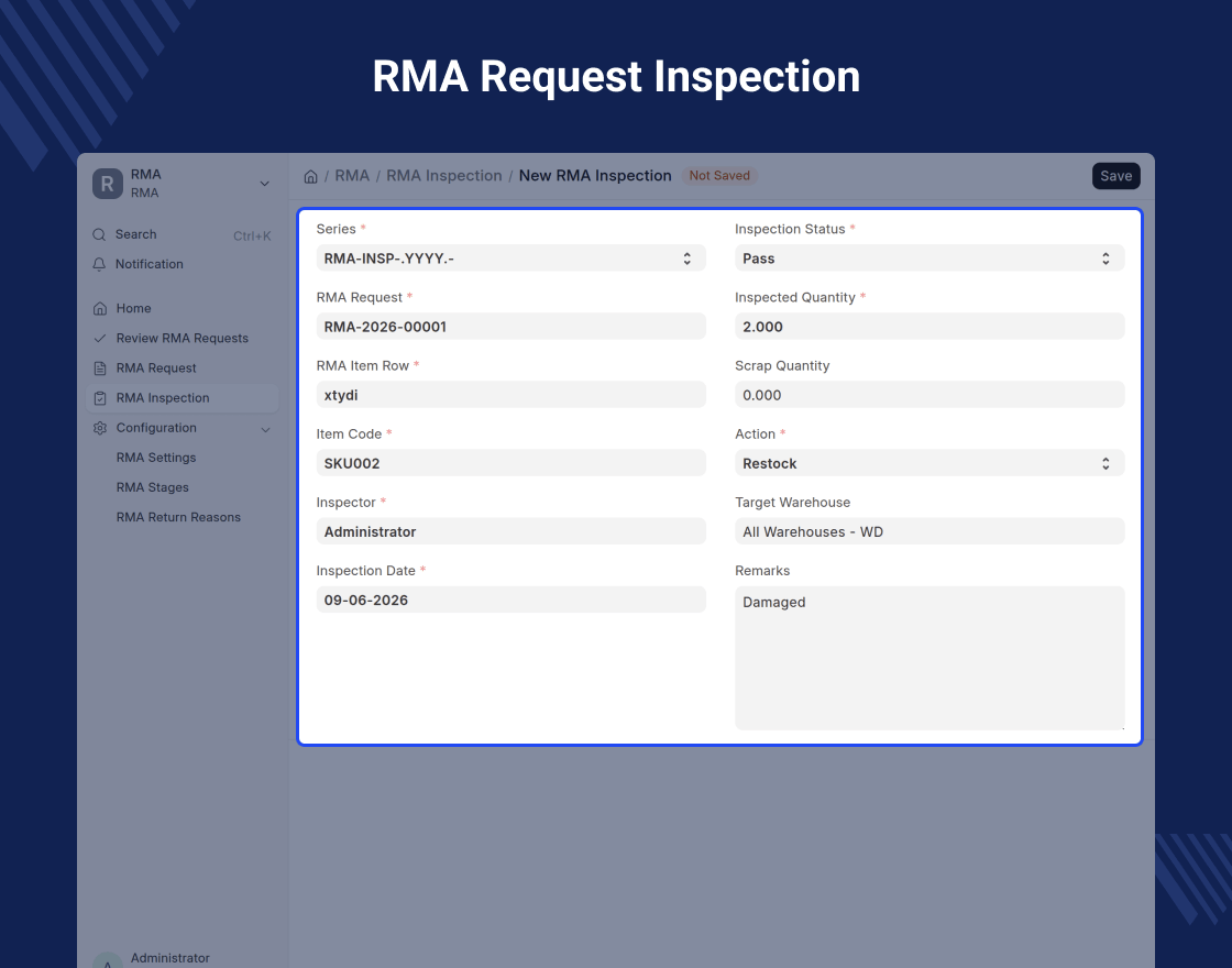 ERPNext Return Merchandise Authorization (RMA)