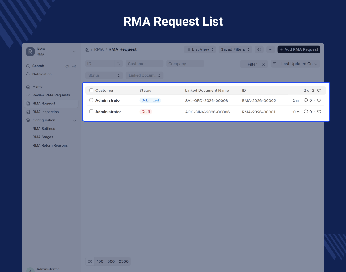 ERPNext Return Merchandise Authorization (RMA)