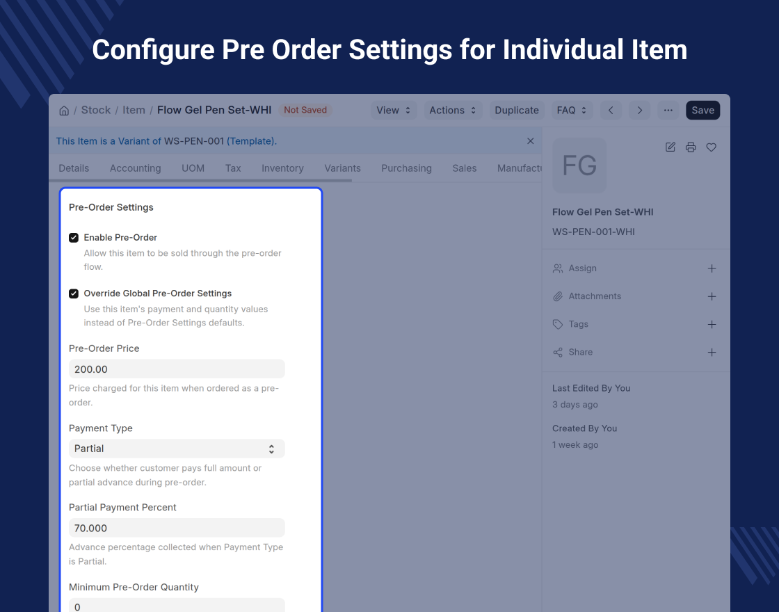 ERPNext Website Pre-Order