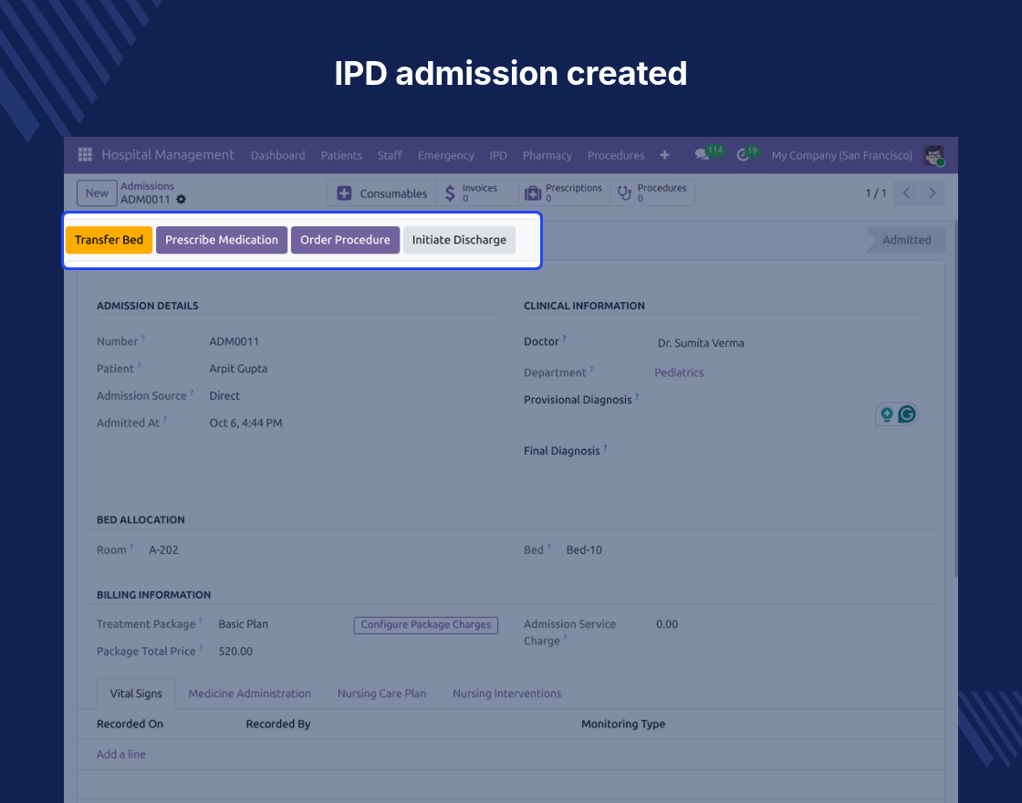 Odoo Hospital Management System