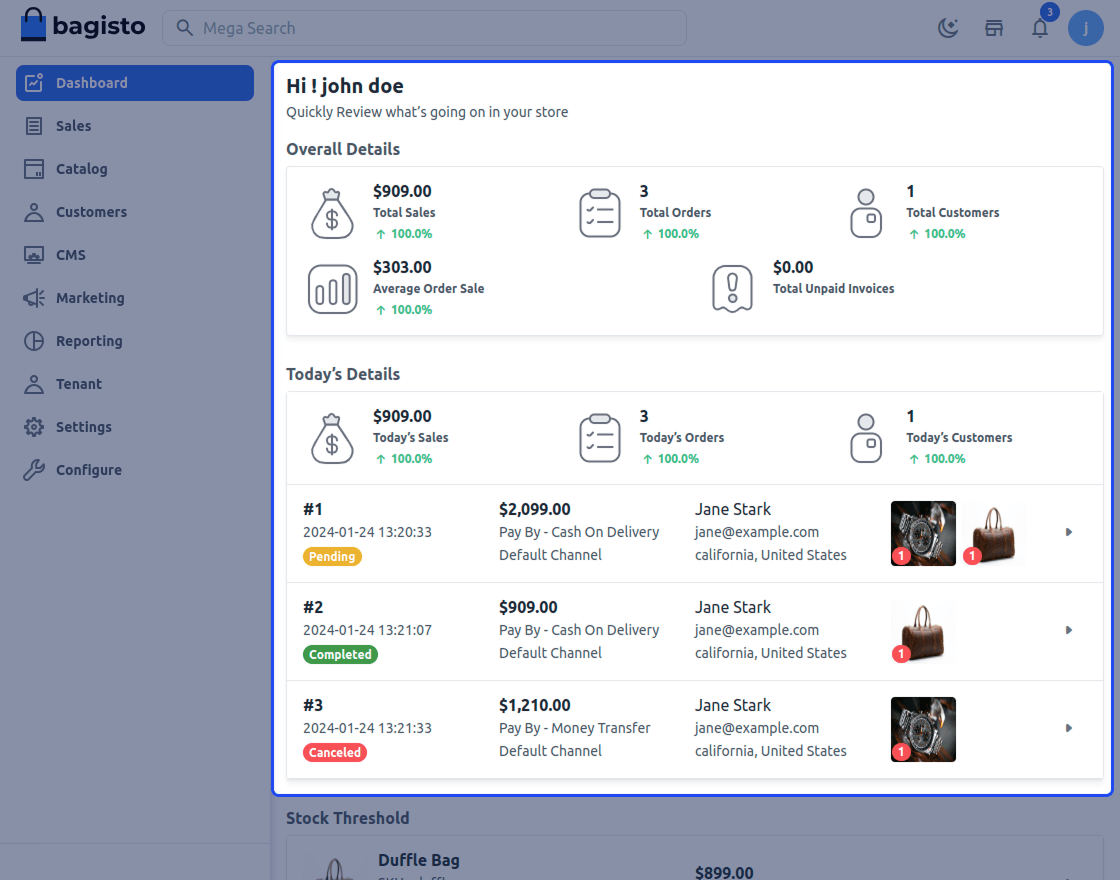 Laravel e-Commerce Multi Company SaaS Module