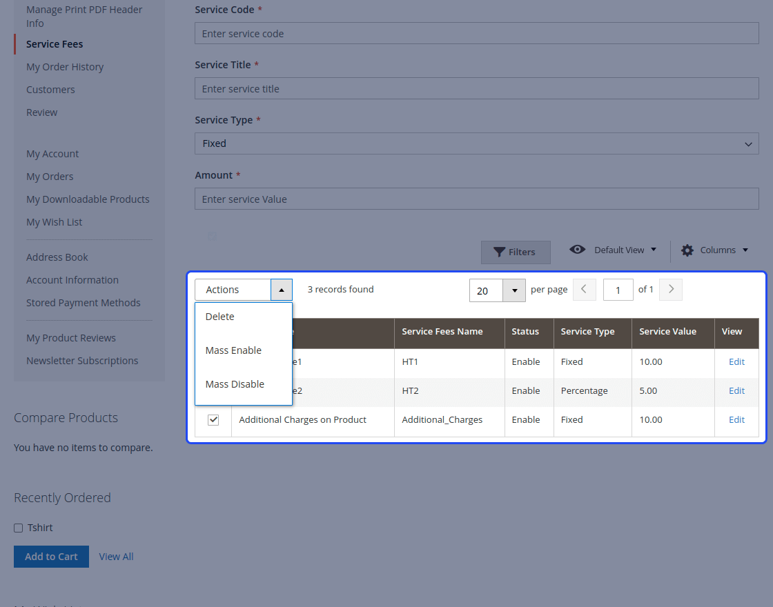 Magento 2 Vendors Service Fee extension
