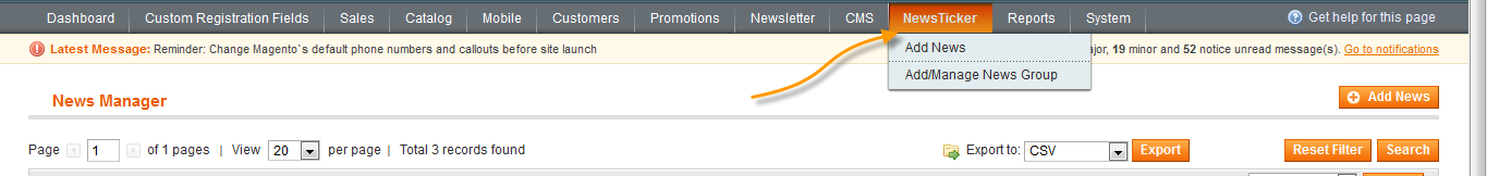 Magento (OpenMage) News Ticker