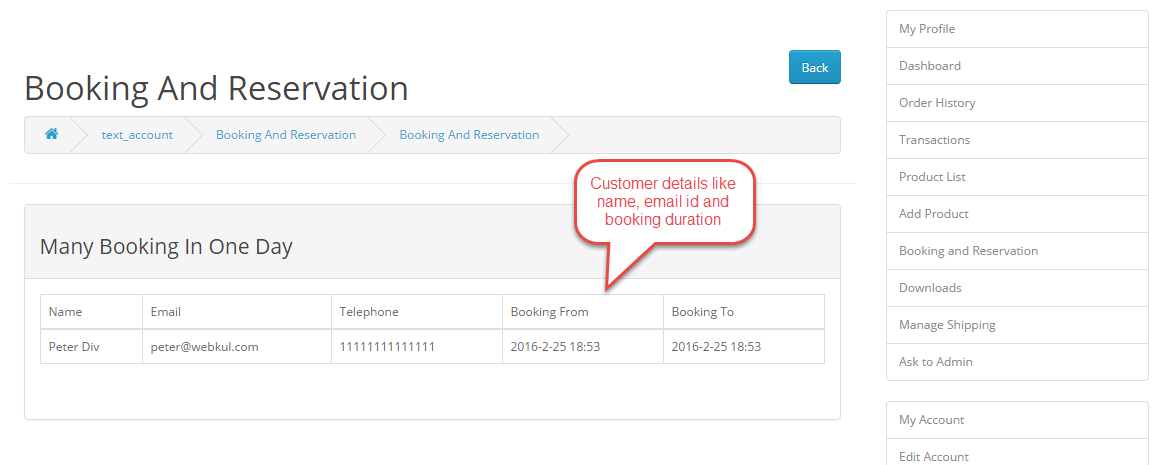 Opencart Marketplace Booking Reservation System