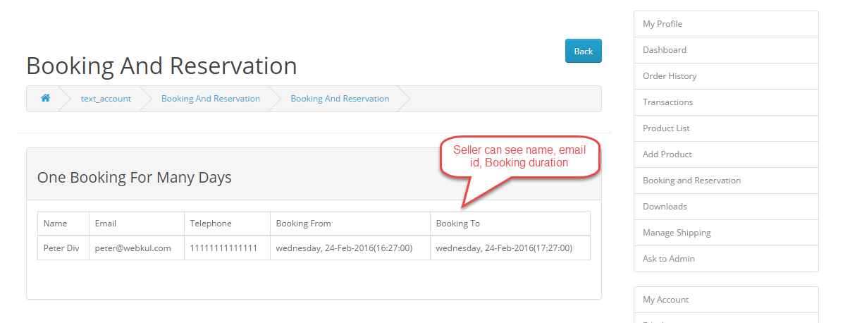 Opencart Marketplace Booking Reservation System