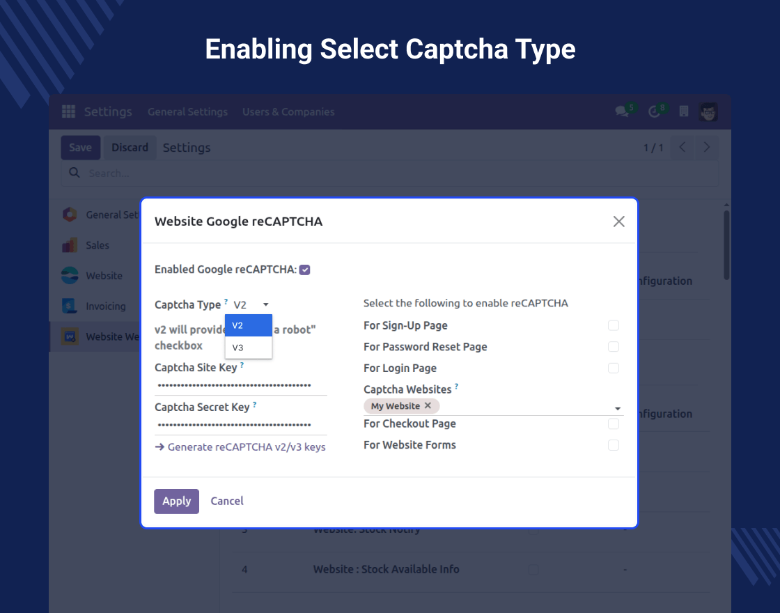 Odoo Website Google reCAPTCHA