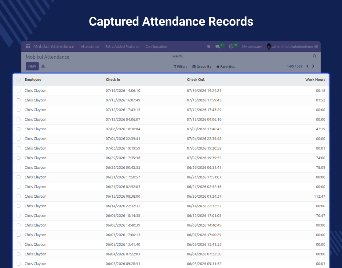 Odoo Attendance Mobile App