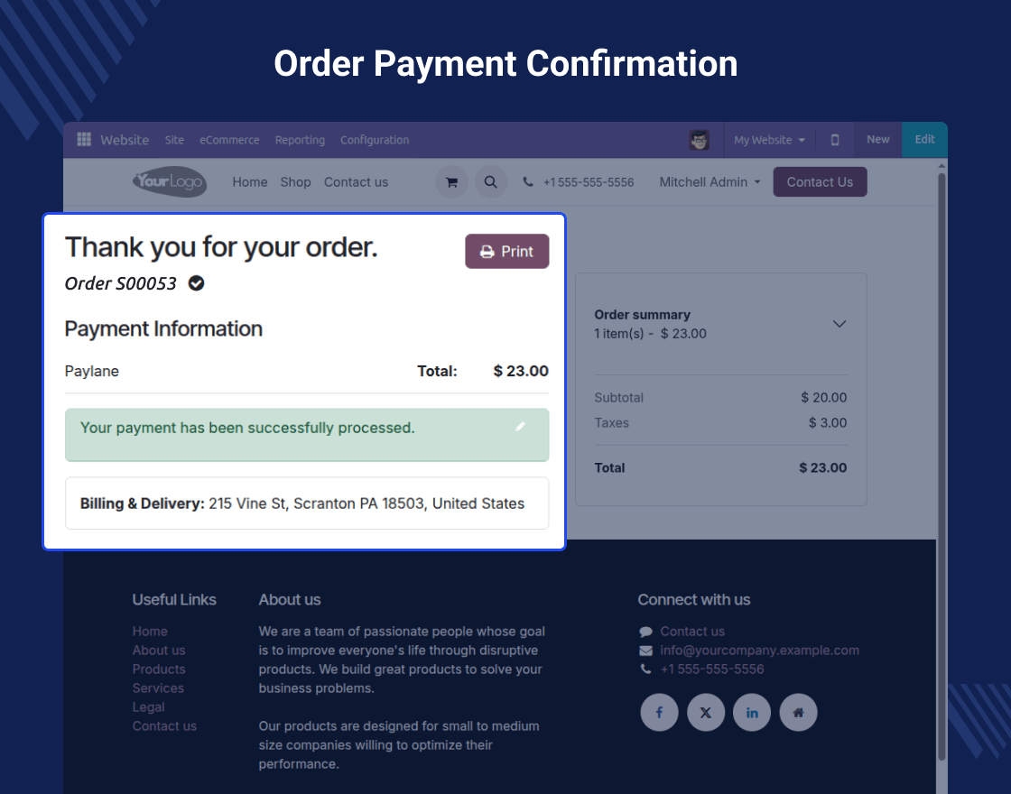 Odoo Website PayLane Payment Provider
