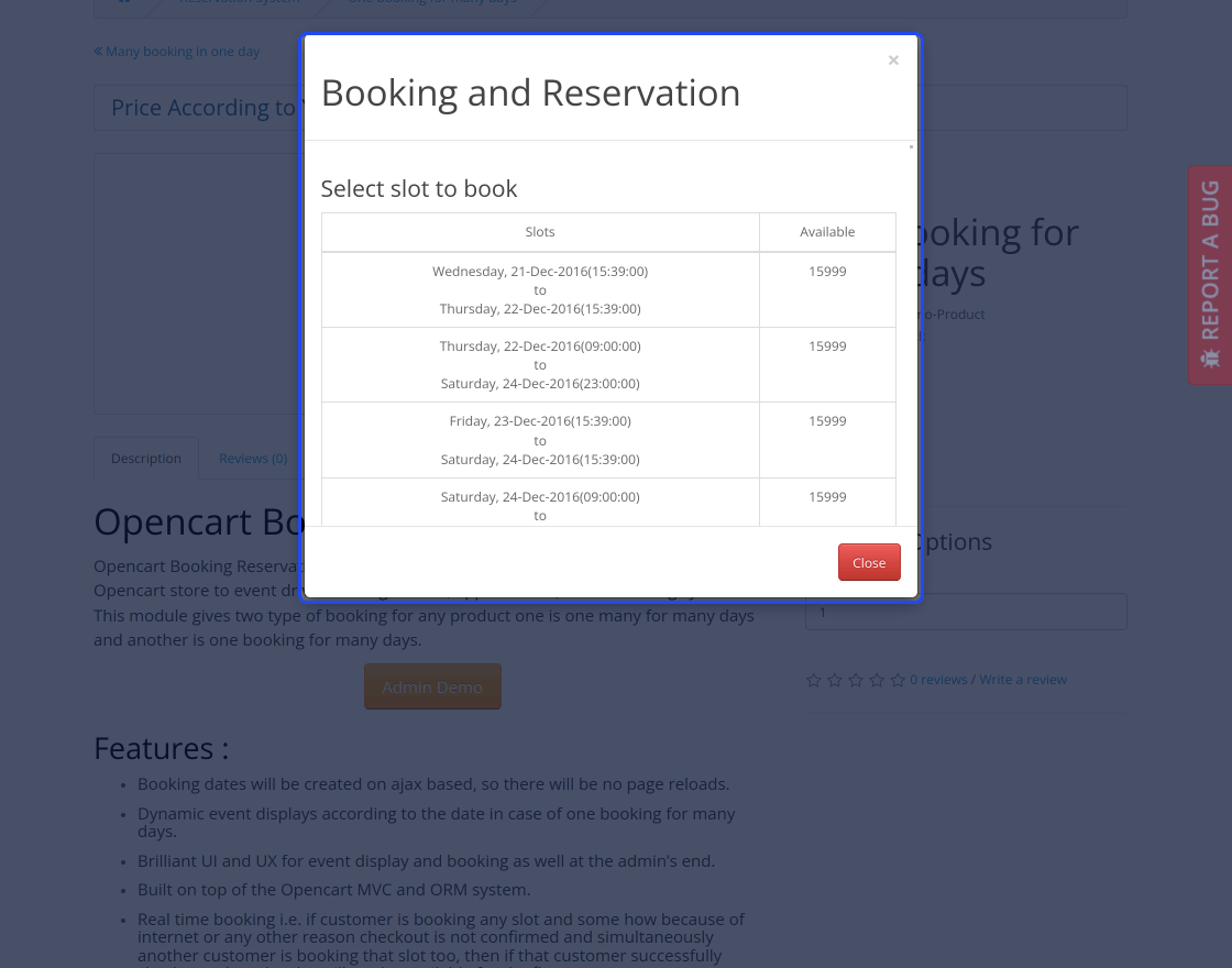 Opencart Booking Reservation System