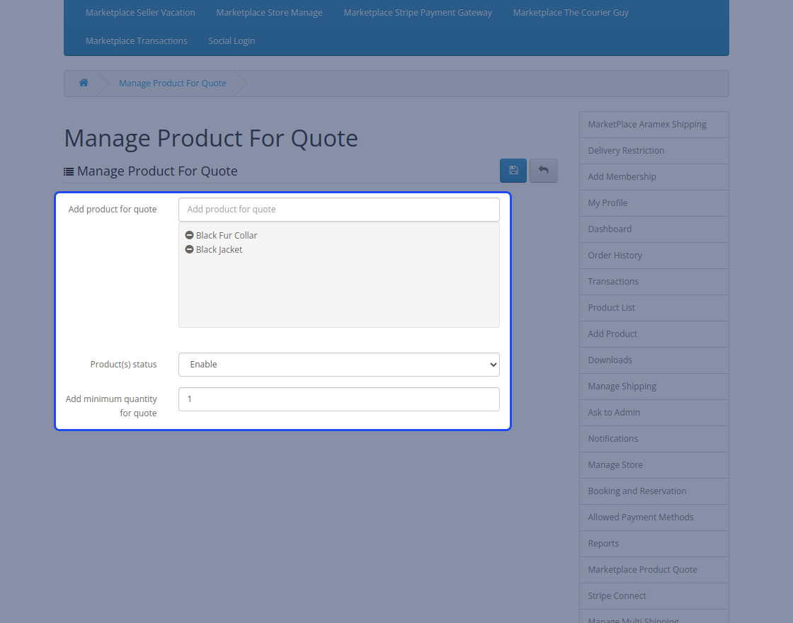 Opencart Marketplace Product Quote System