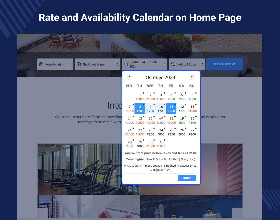 QloApps Rate and Availability Calendar