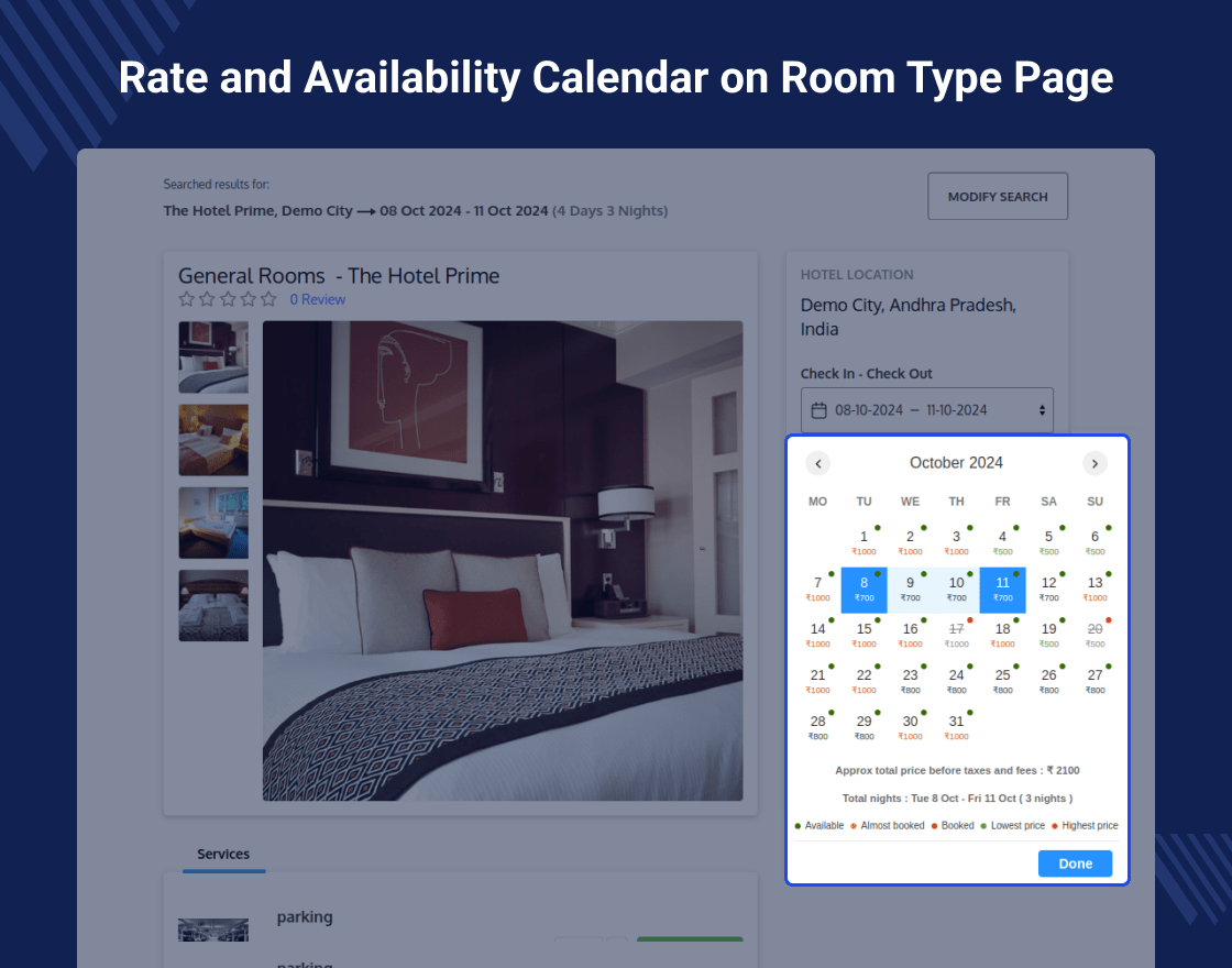QloApps Rate and Availability Calendar