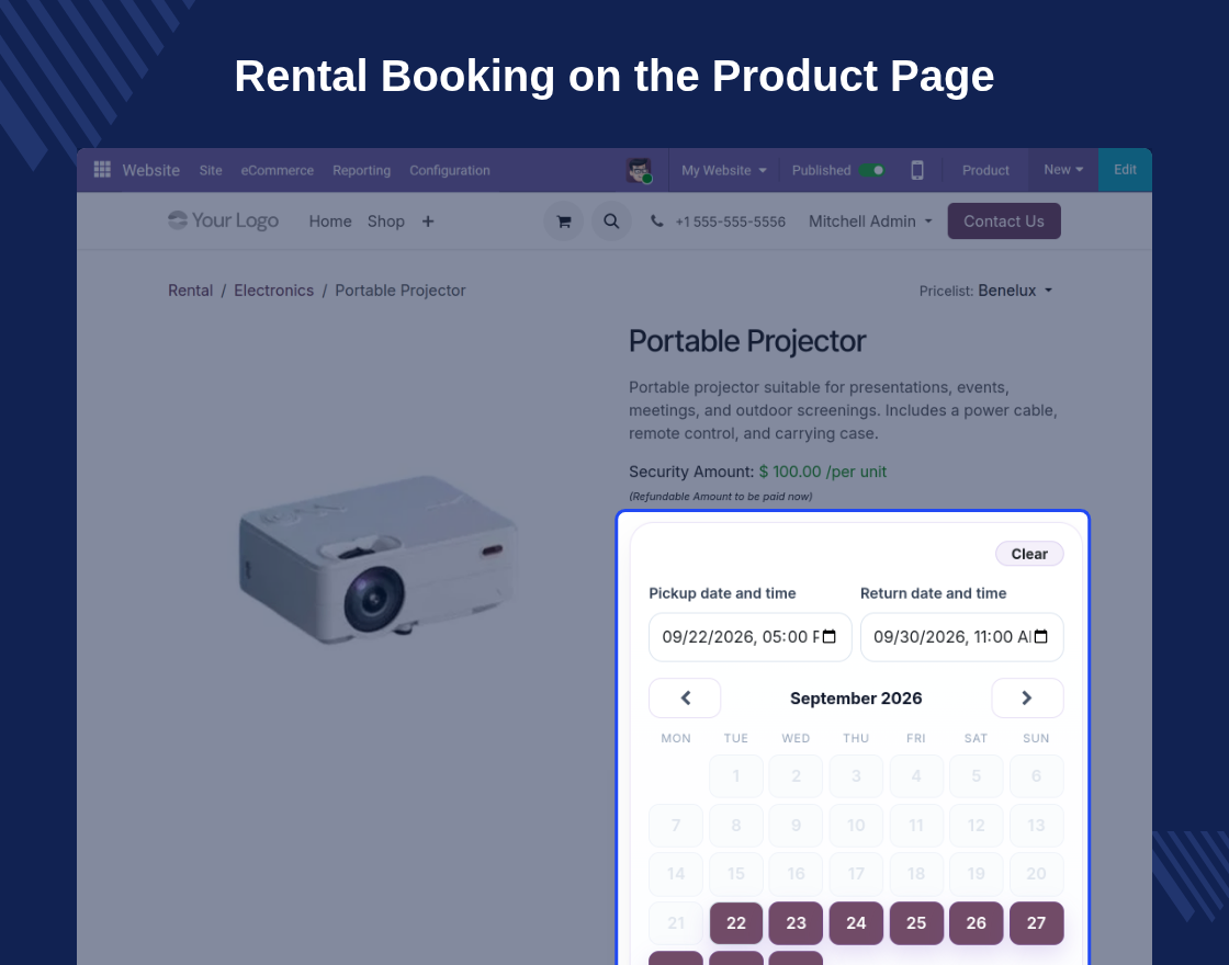 Odoo Website Rental Sale