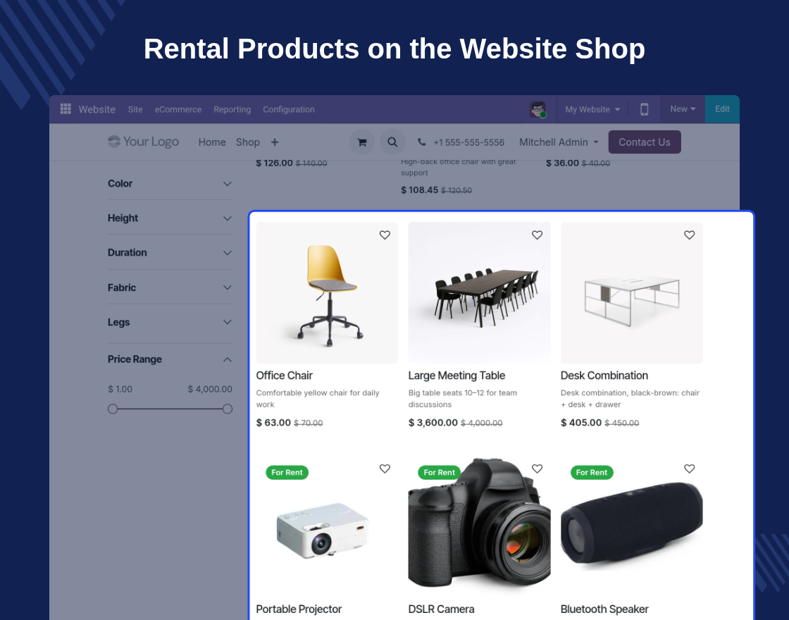 Odoo Website Rental Sale