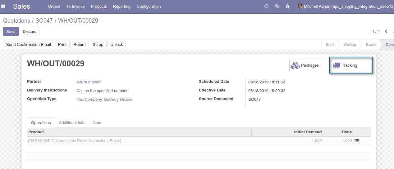 Odoo APC Overnight Shipping Integration
