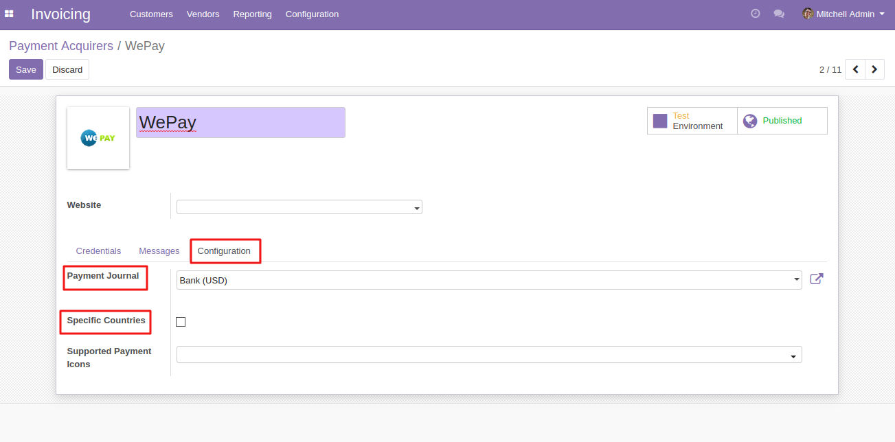 Odoo Website Wepay Payment Acquirer