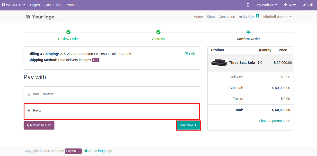 Odoo Website Payu Latam Payment Acquirer