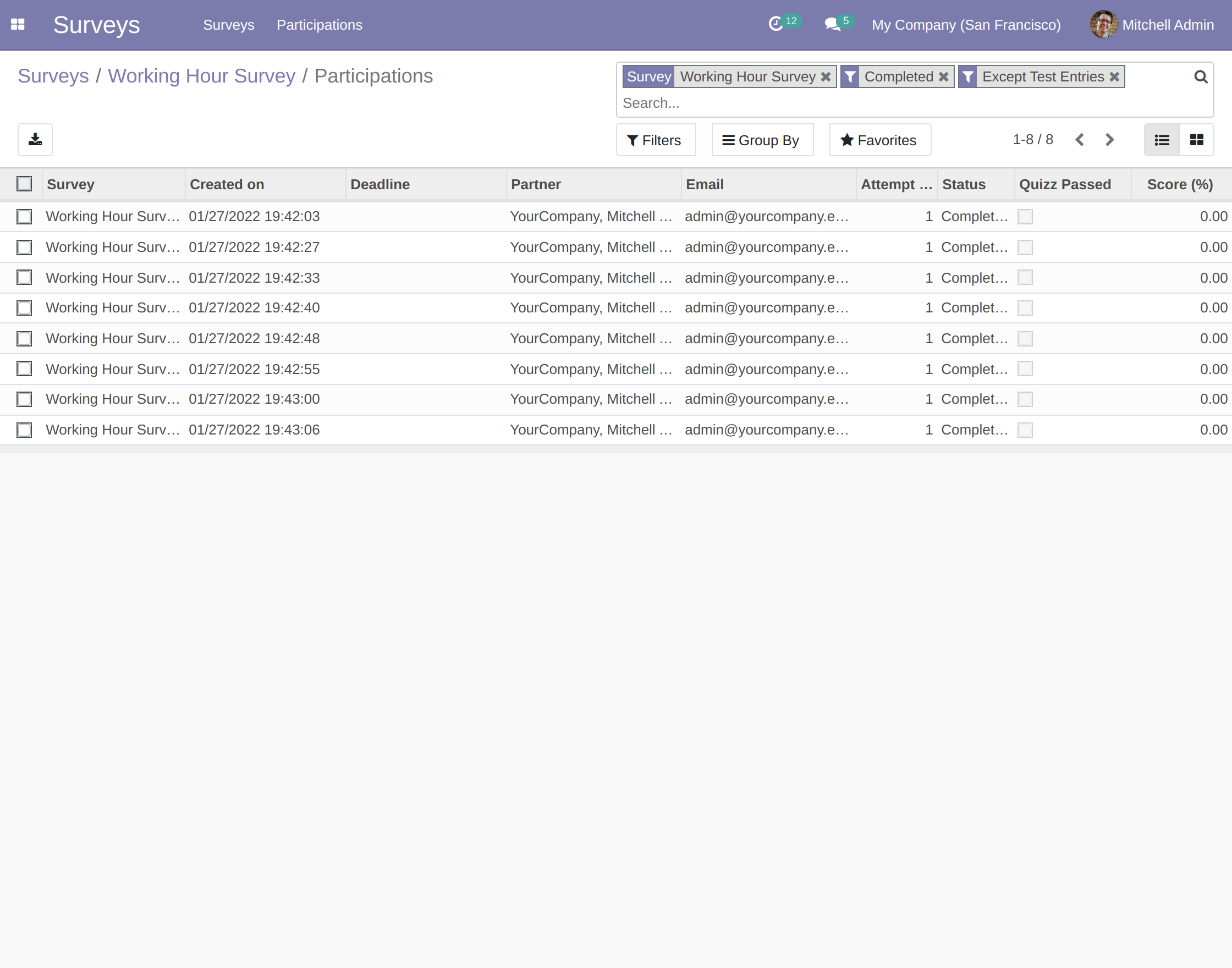 Odoo Website Survey to Employee