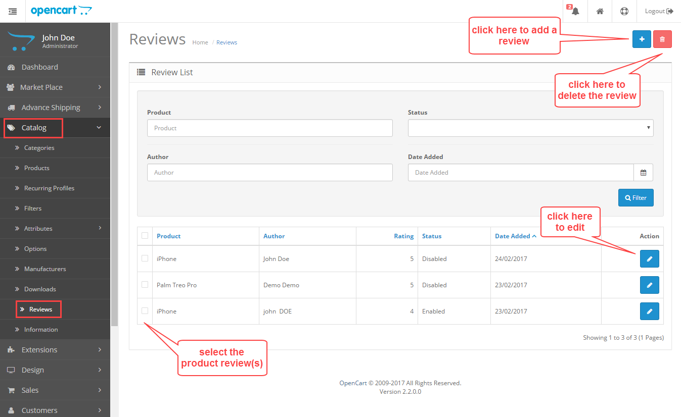 Opencart Ordered Product Review