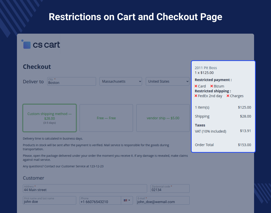 CS-Cart Payment Method Restriction