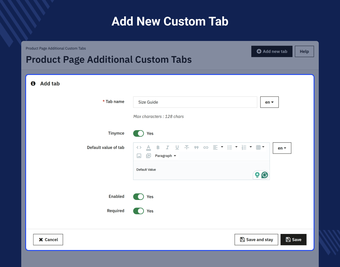 Prestashop Product Page Additional Custom Tabs