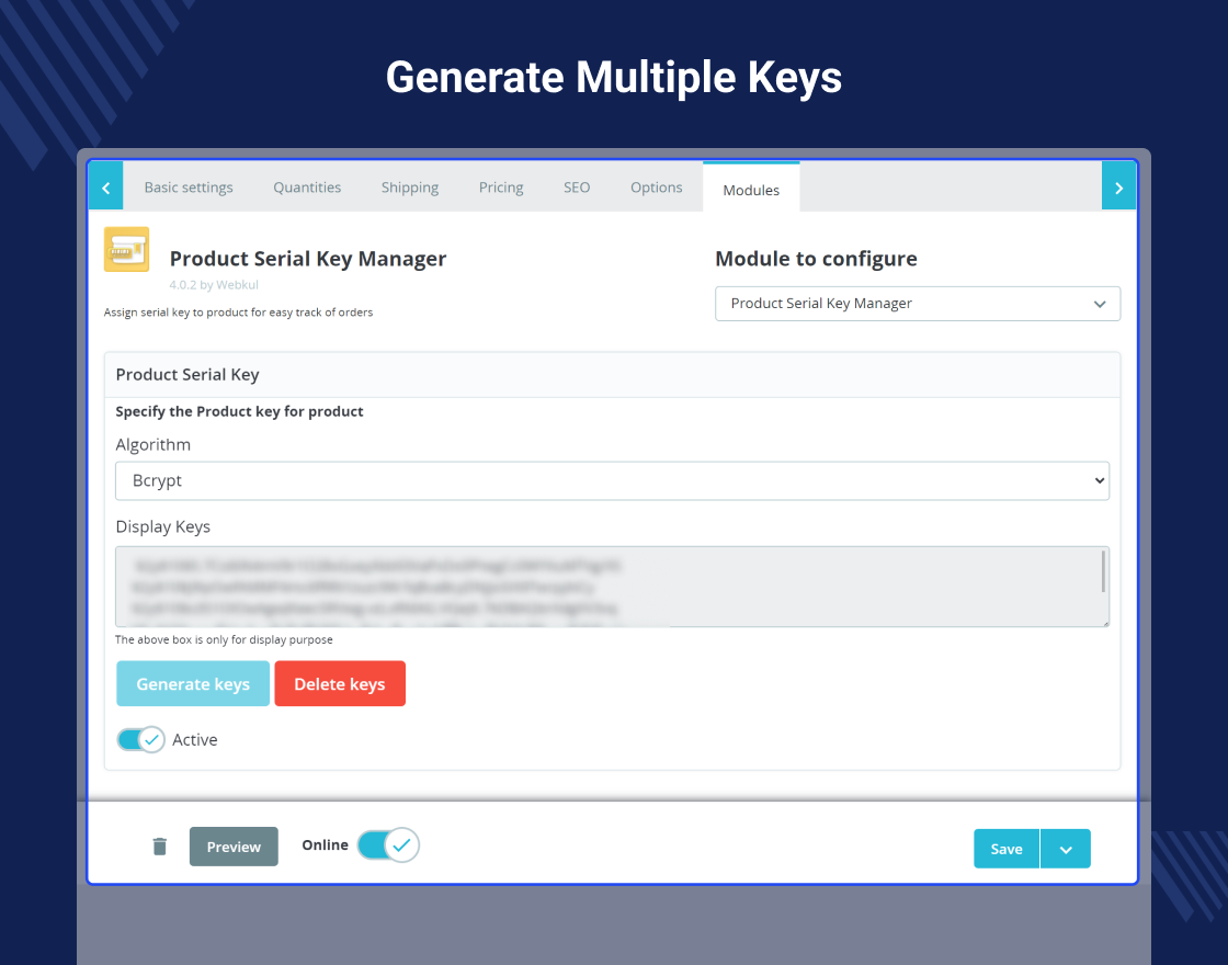 Prestashop Product Serial Key Manager