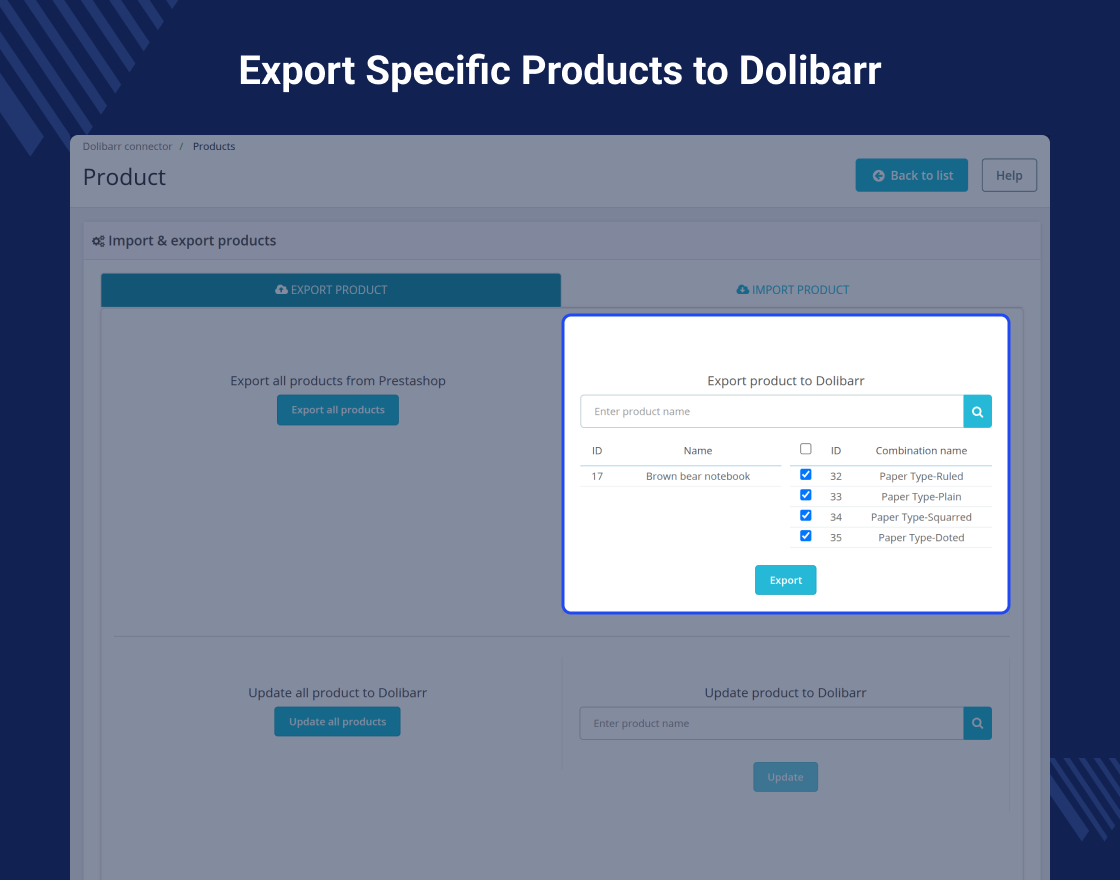 PrestaShop Dolibarr Connector