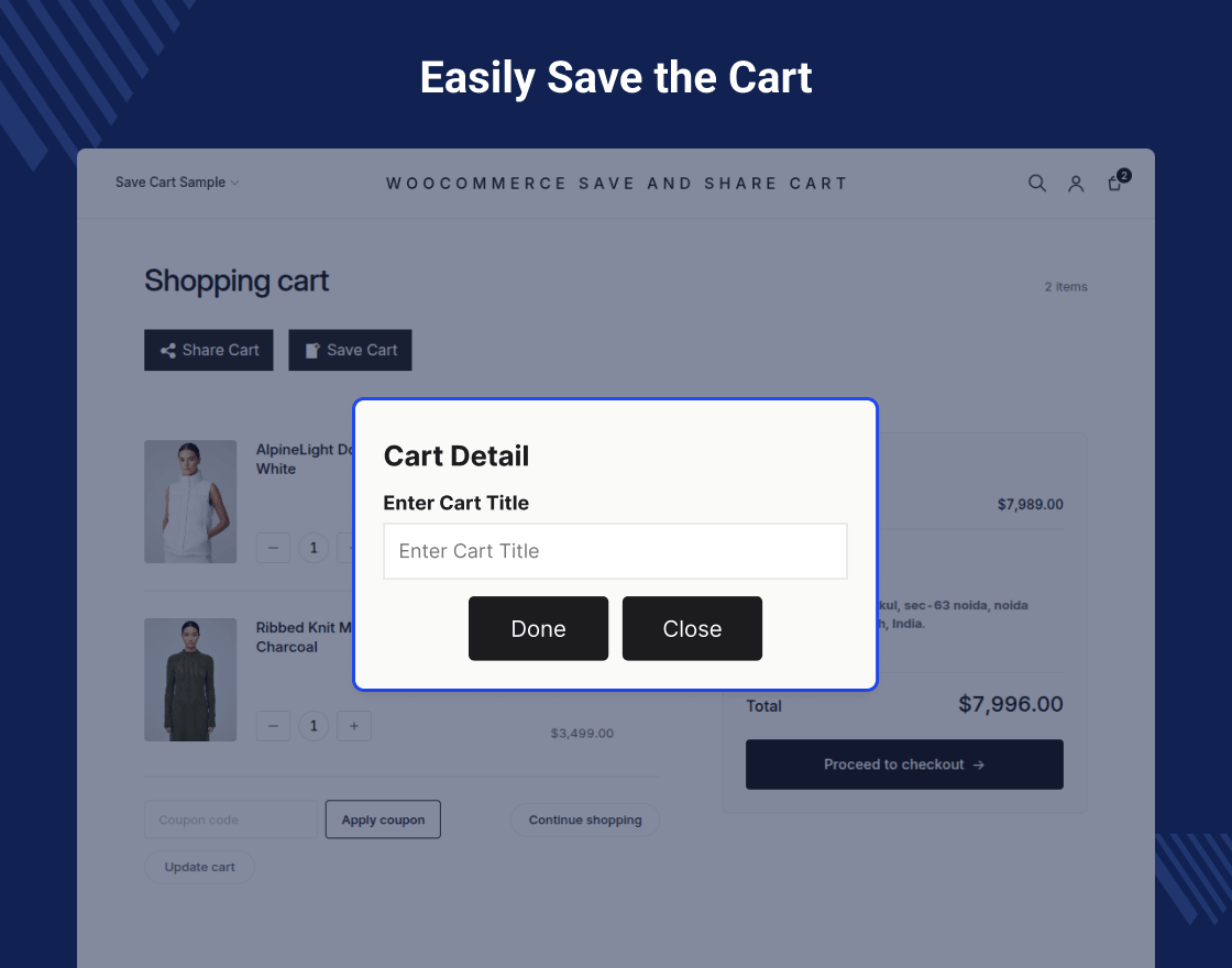 WooCommerce Save and Share Cart Plugin