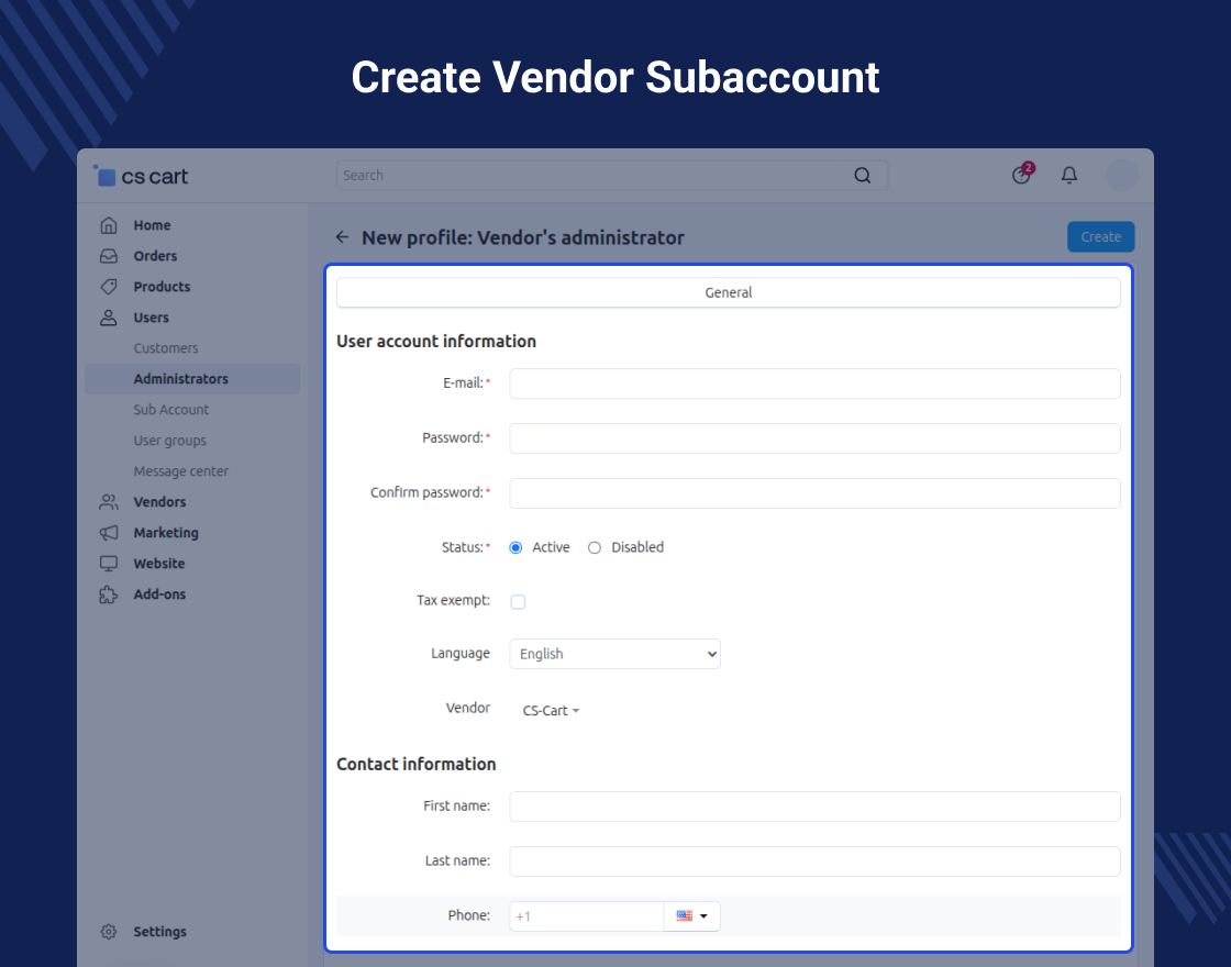 CS-Cart Multi Vendor Sub Accounts