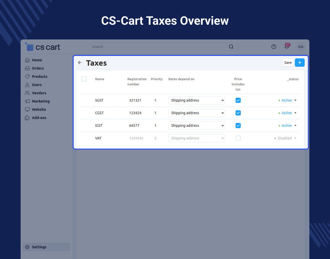 CS-Cart GST Module