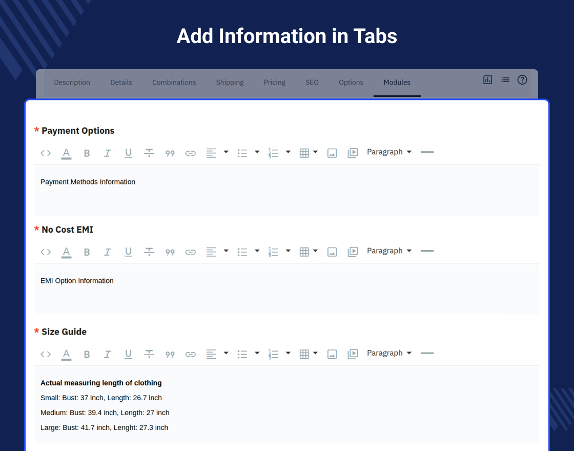 Prestashop Product Page Additional Custom Tabs
