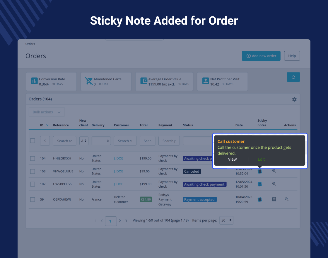 Prestashop Sticky Notes