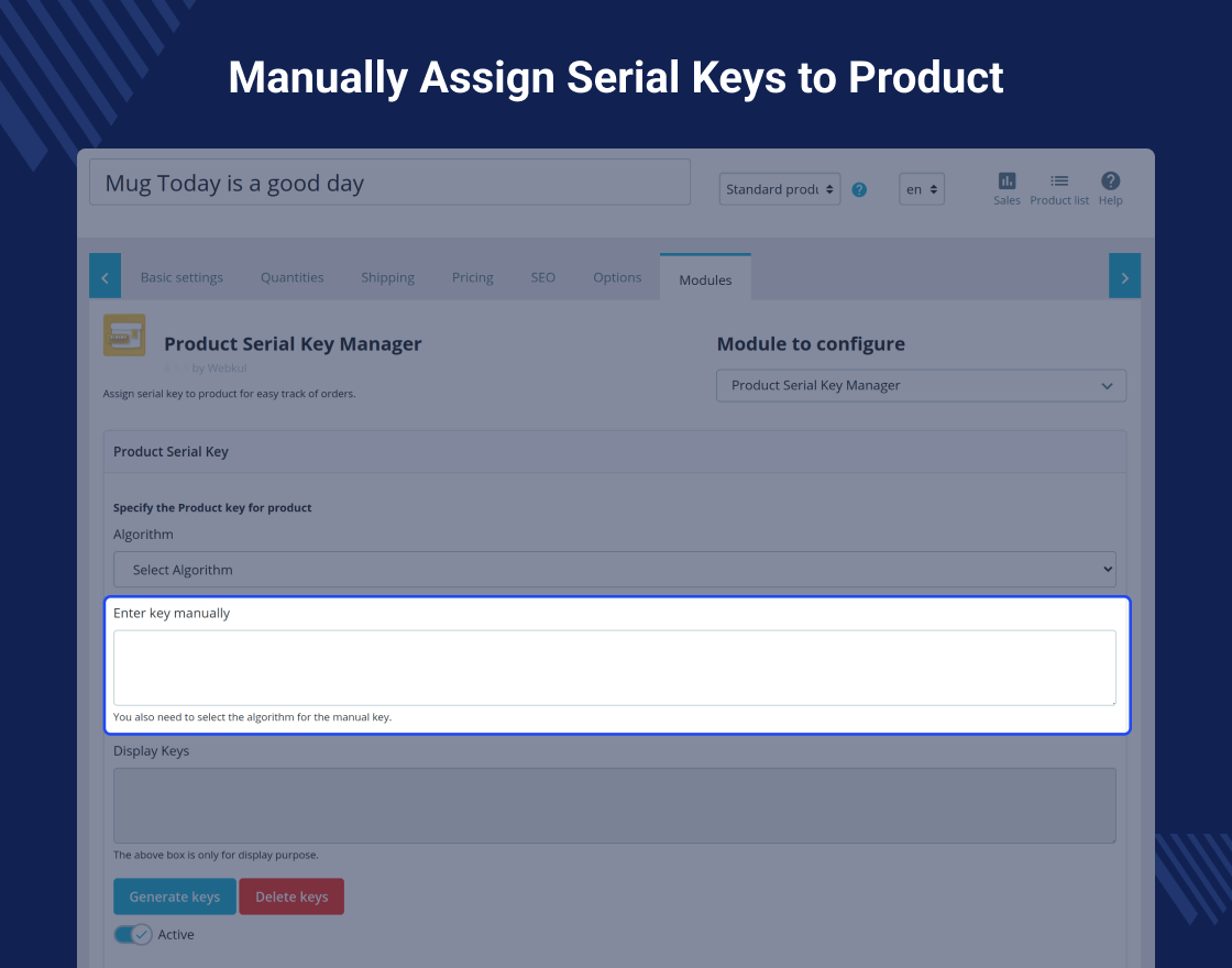 Prestashop Product Serial Key Manager