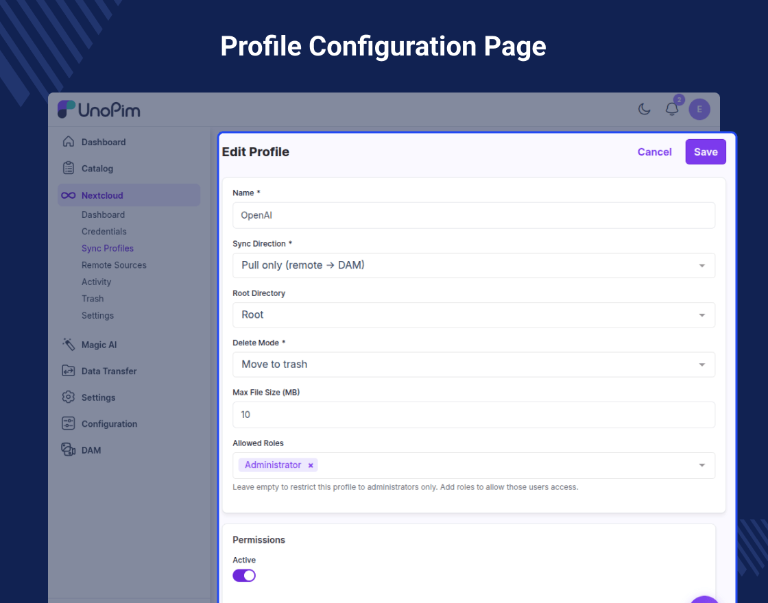 UnoPim Nextcloud DAM Integration