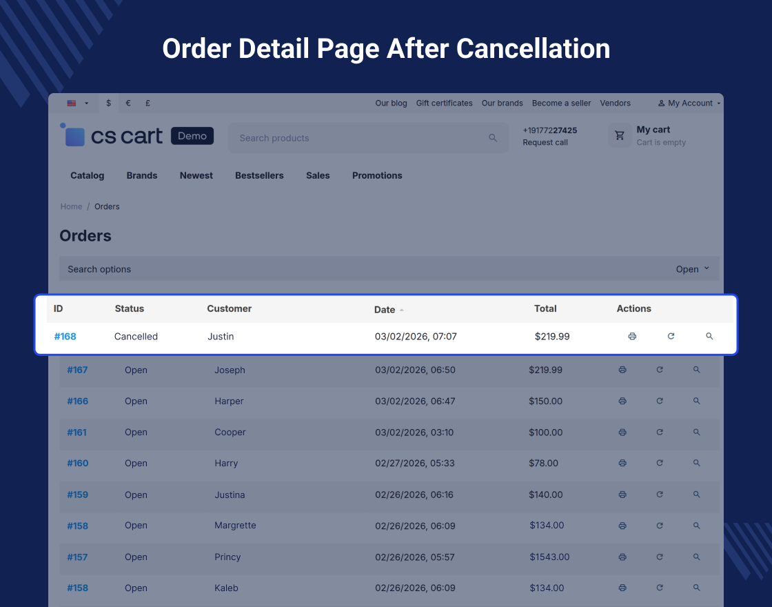 CS-Cart Order Cancellation