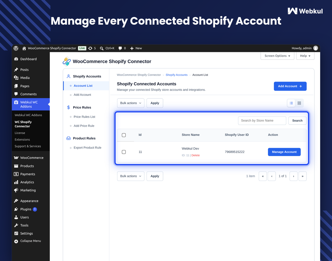 Shopify Connector for WooCommerce
