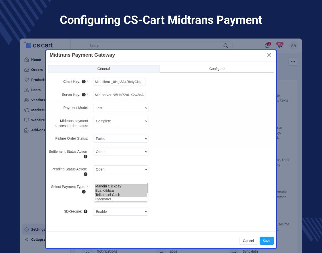 CS-Cart Midtrans Payment Method