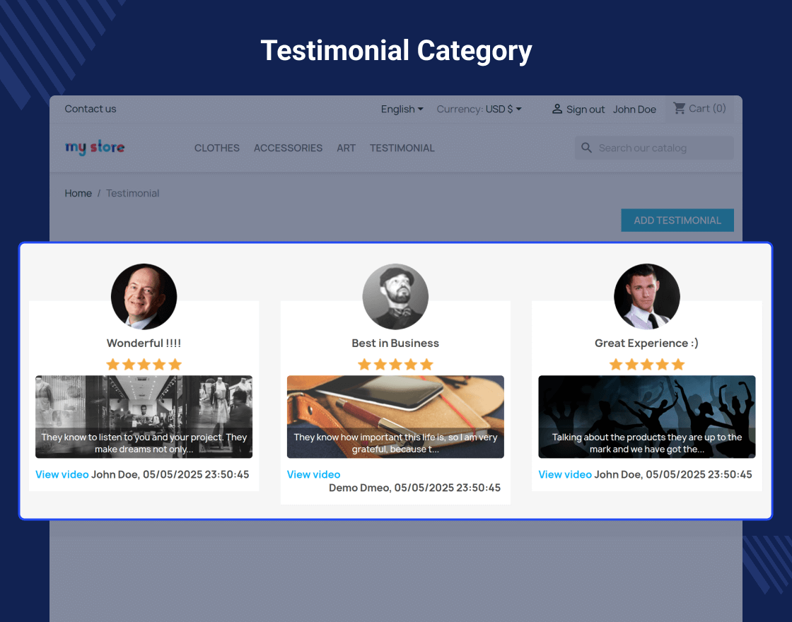 Prestashop Testimonial