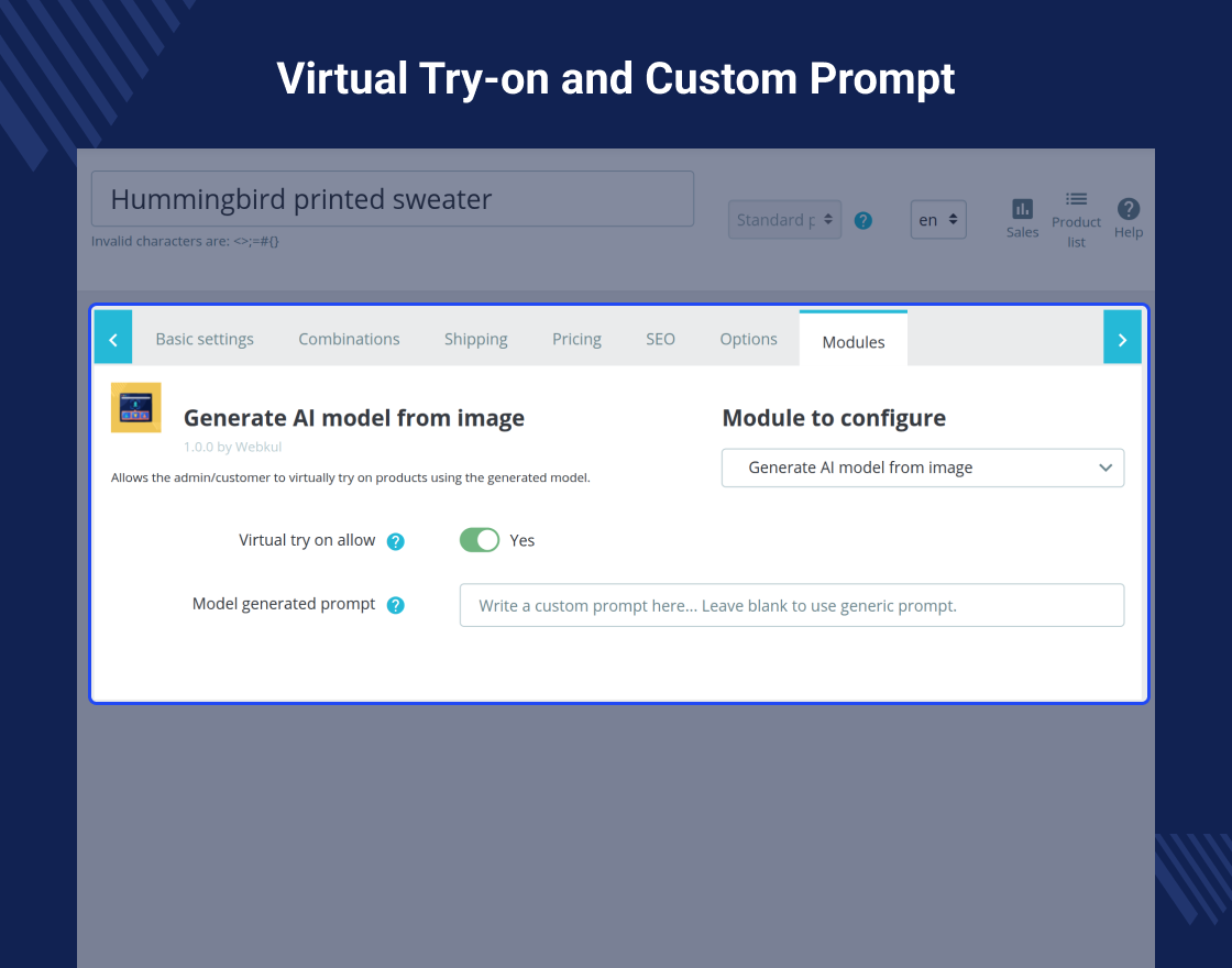 Prestashop Generate AI Model by Image