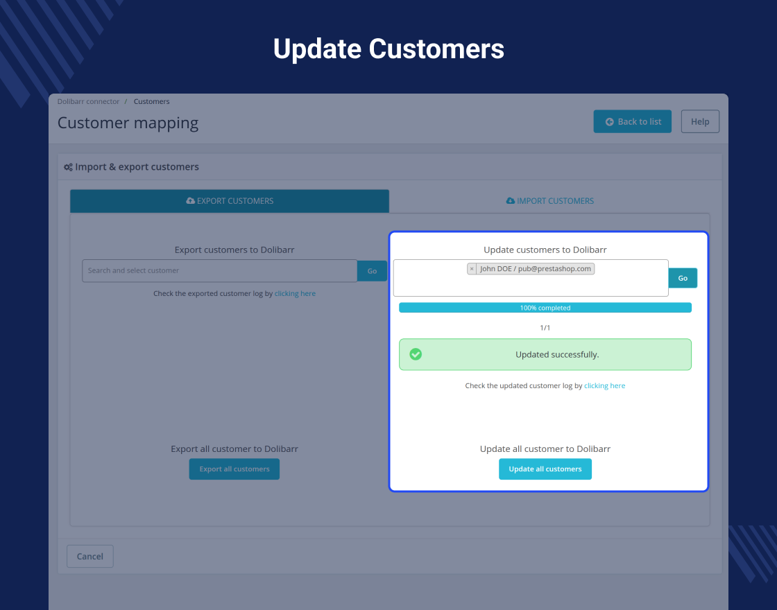 PrestaShop Dolibarr Connector
