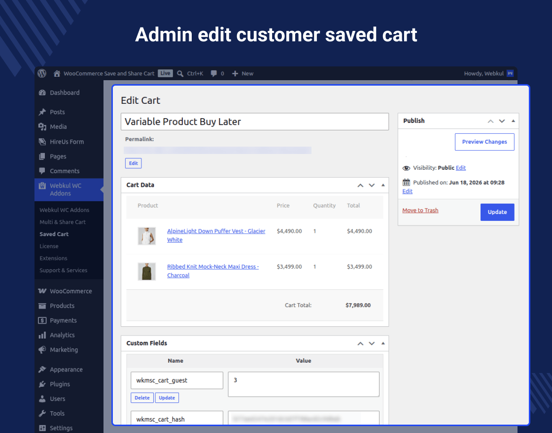 WooCommerce Save and Share Cart Plugin