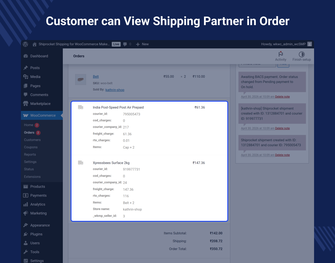 WooCommerce Marketplace Shiprocket Shipping