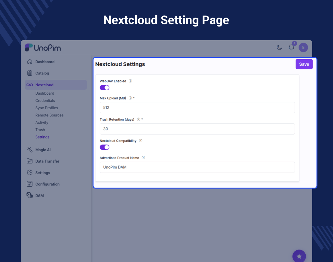 UnoPim Nextcloud DAM Integration