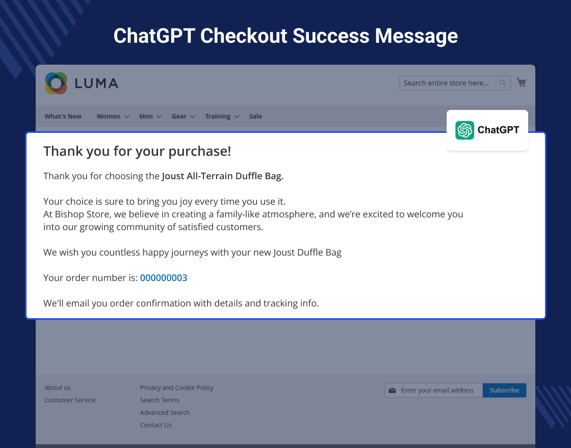 Magento 2 ChatGPT Checkout Message