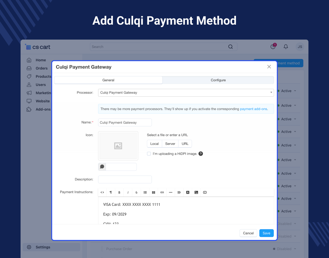 CS-Cart Culqi Payment Gateway